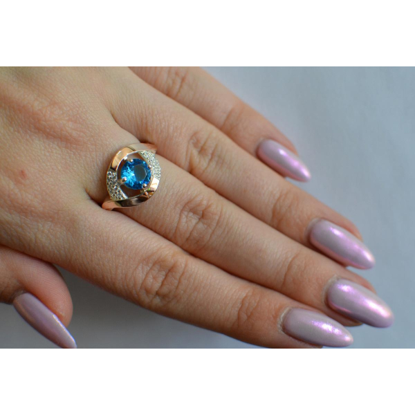 Серебряное кольцо с золотыми накладками (144к)