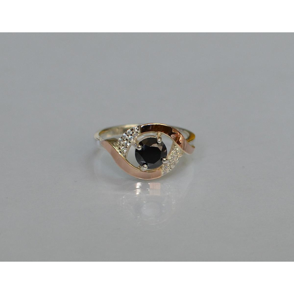 Серебряное кольцо с золотыми накладками (144к)