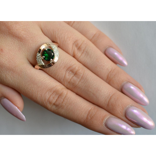 Серебряное кольцо с золотыми накладками (144к)