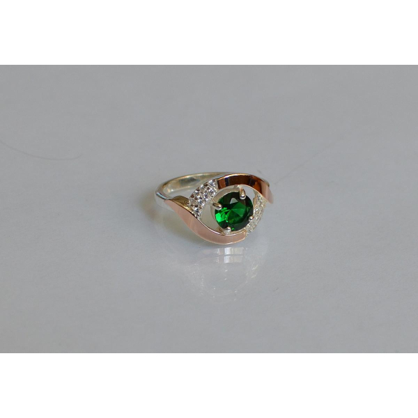 Серебряное кольцо с золотыми накладками (144к)