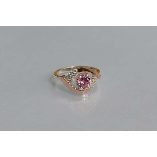 Серебряное кольцо с золотыми накладками (144к)