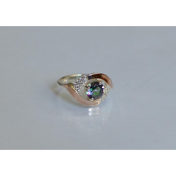 Серебряное кольцо с золотыми накладками (144к)