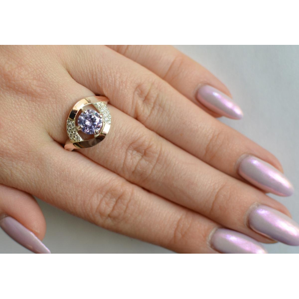 Серебряное кольцо с золотыми накладками (144к)