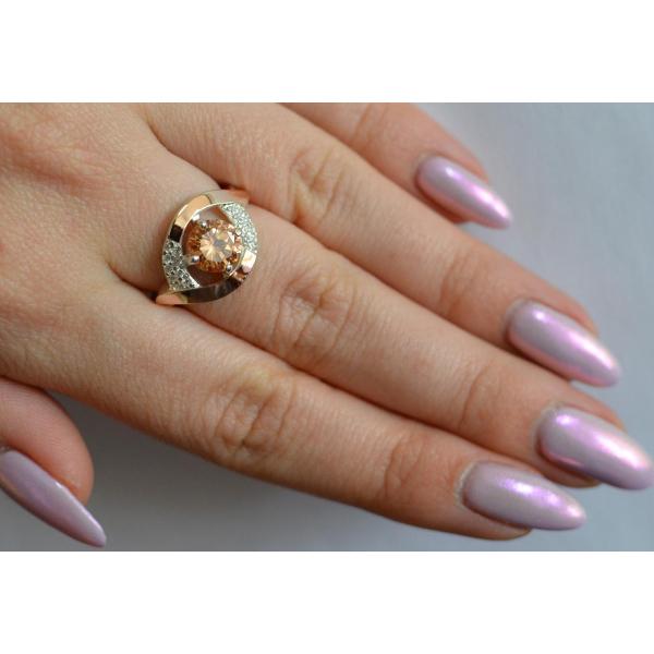 Серебряное кольцо с золотыми накладками (144к)