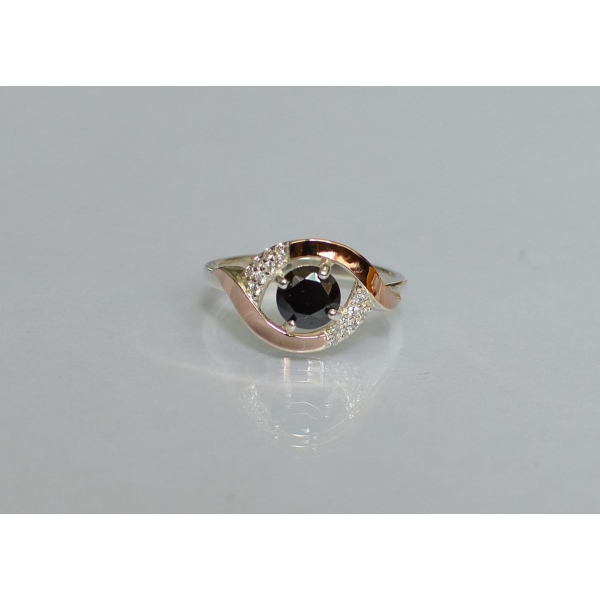 Серебряное кольцо с золотыми накладками (144к)