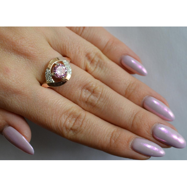 Серебряное кольцо с золотыми накладками (144к)