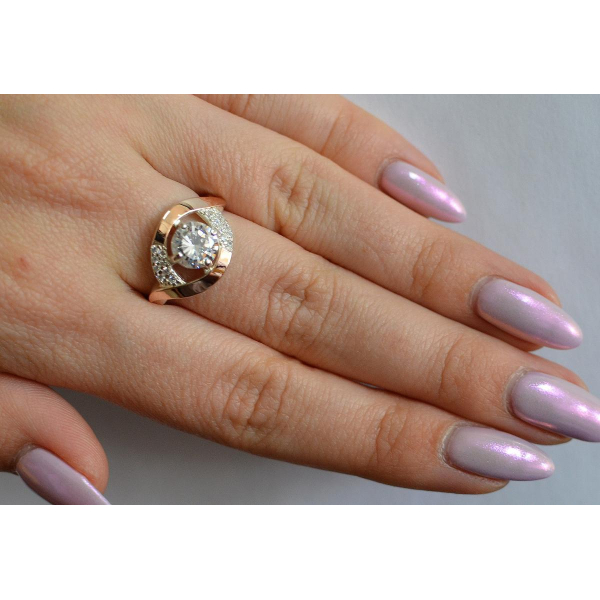 Серебряное кольцо с золотыми накладками (144к)