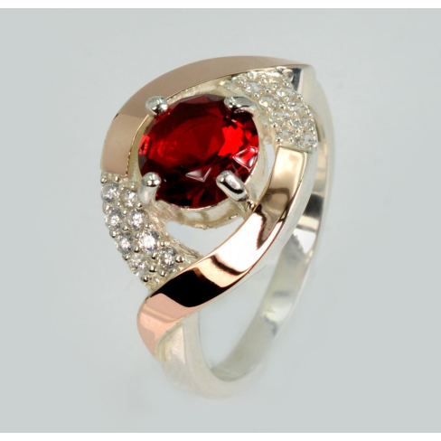 Срібна каблучка з золотими накладками