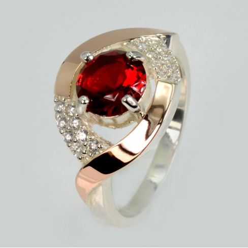 Серебряное кольцо с золотыми накладками