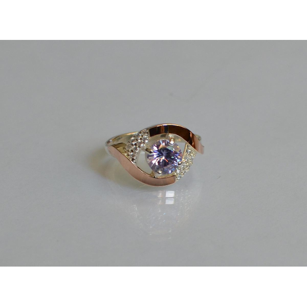 Серебряное кольцо с золотыми накладками (144к)