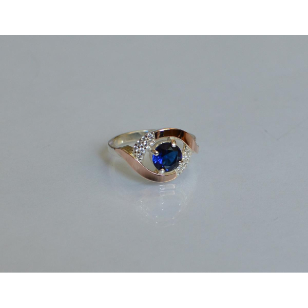 Серебряное кольцо с золотыми накладками (144к)