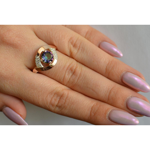 Серебряное кольцо с золотыми накладками (144к)