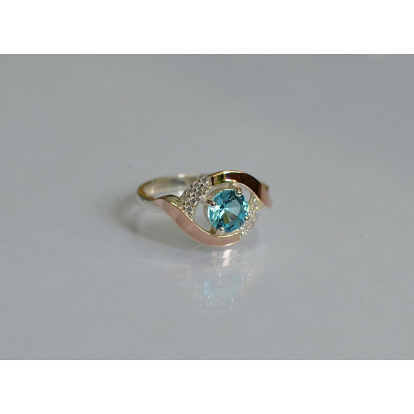 Серебряное кольцо с золотыми накладками (144к)