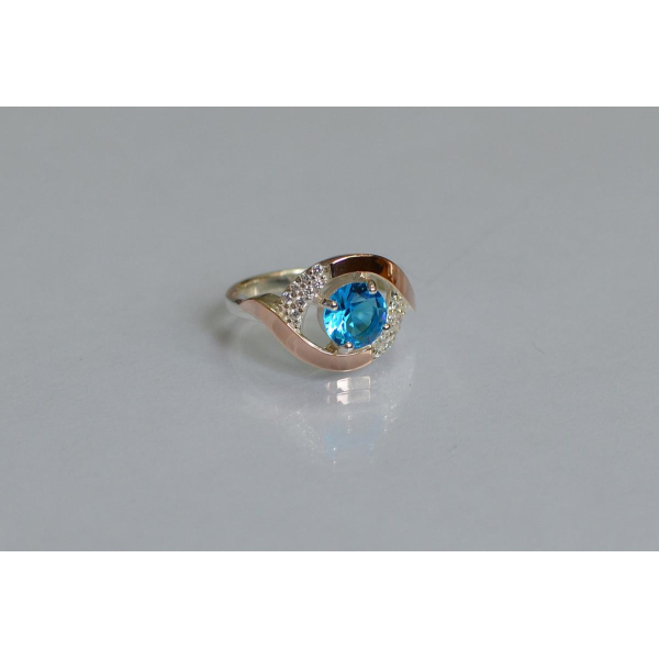 Серебряное кольцо с золотыми накладками (144к)