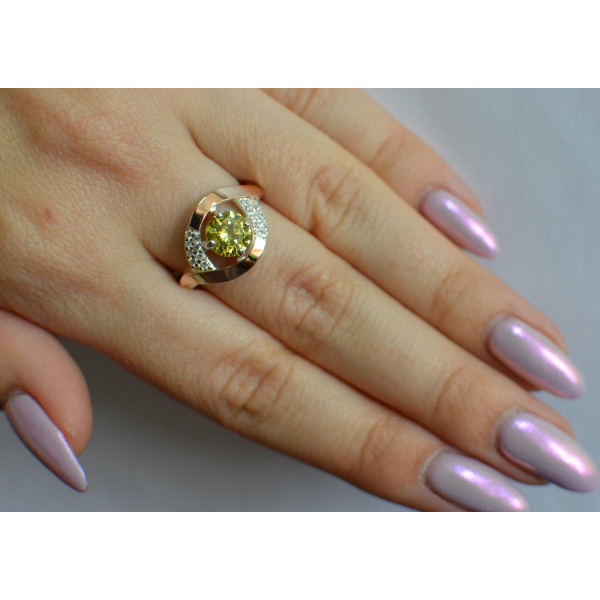 Серебряное кольцо с золотыми накладками (144к)