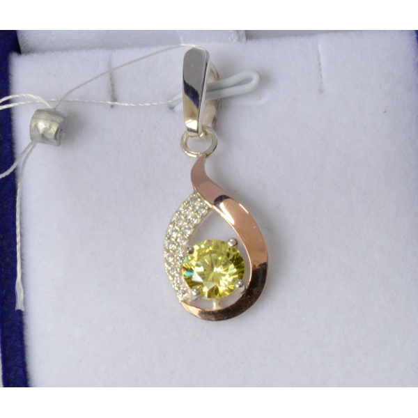 Серебряная подвеска с золотими вставками (144п)