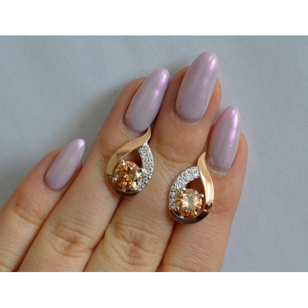 Серебряные серьги с золотыми накладками (144с)