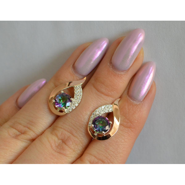 Серебряные серьги с золотыми накладками (144с)