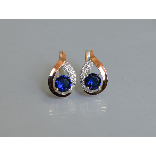 Серебряные серьги с золотыми накладками (144с)