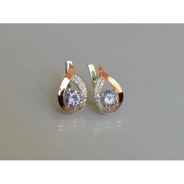 Серебряные серьги с золотыми накладками (144с)