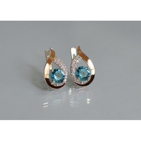 Серебряные серьги с золотыми накладками (144с)