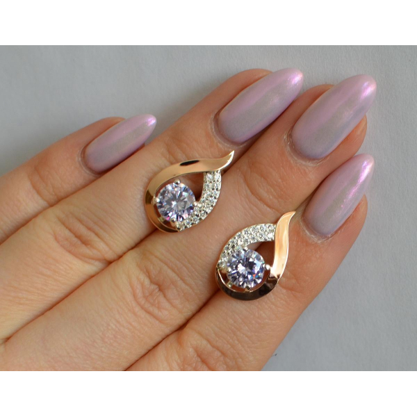 Серебряные серьги с золотыми накладками (144с)