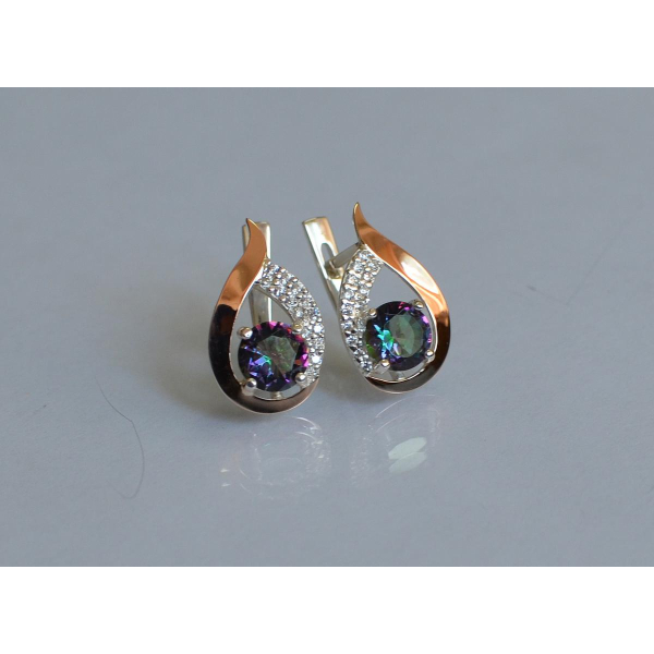 Серебряные серьги с золотыми накладками (144с)