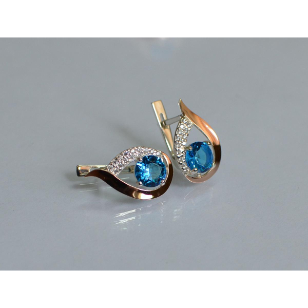 Серебряные серьги с золотыми накладками (144с)