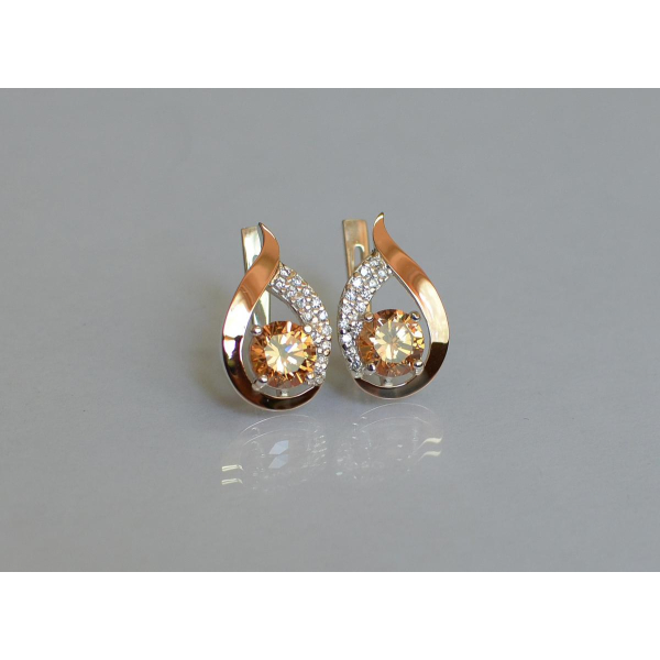 Серебряные серьги с золотыми накладками (144с)