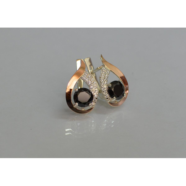 Серебряные серьги с золотыми накладками (144с)