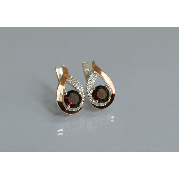 Серебряные серьги с золотыми накладками (144с)