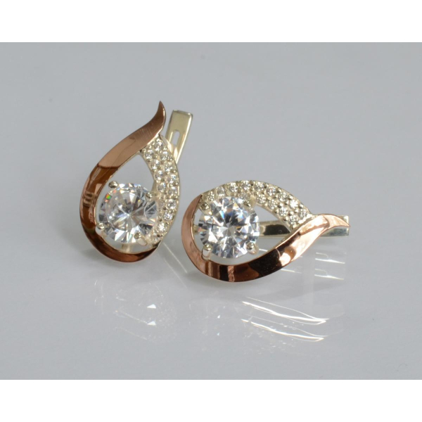 Серебряные серьги с золотыми накладками (144с)