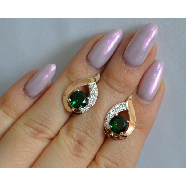 Серебряные серьги с золотыми накладками (144с)