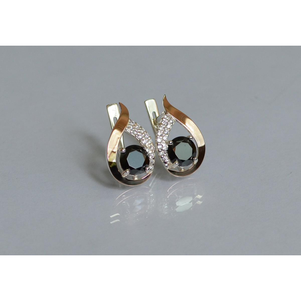 Серебряные серьги с золотыми накладками (144с)