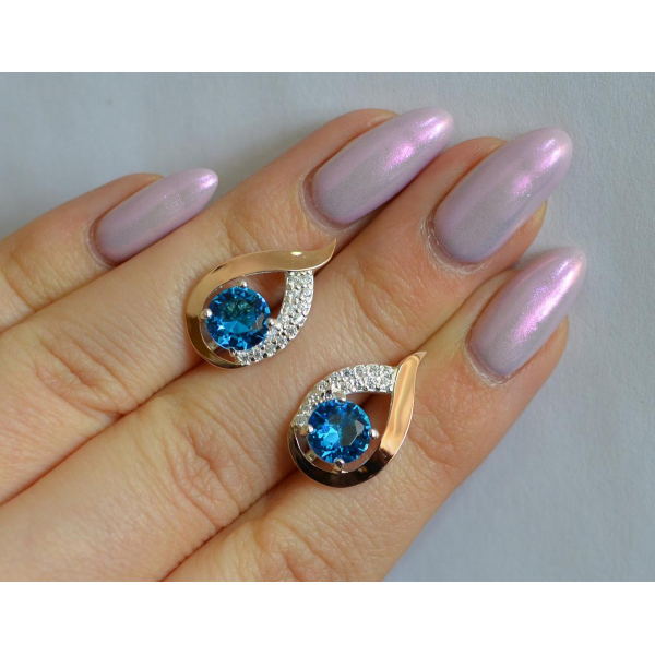 Серебряные серьги с золотыми накладками (144с)