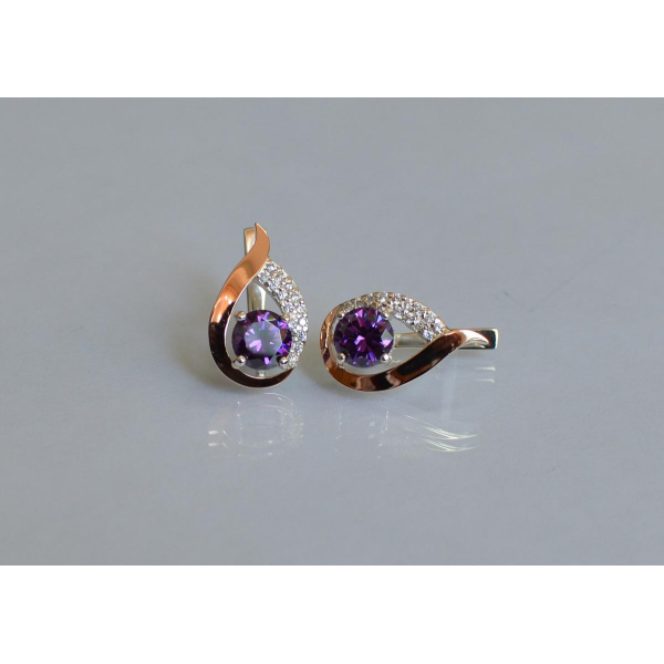 Серебряные серьги с золотыми накладками (144с)