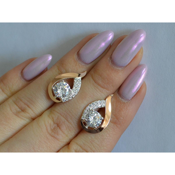 Серебряные серьги с золотыми накладками (144с)