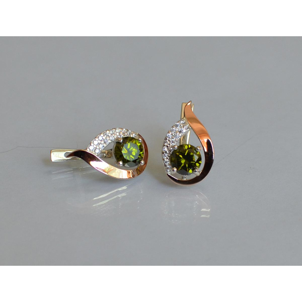 Серебряные серьги с золотыми накладками (144с)