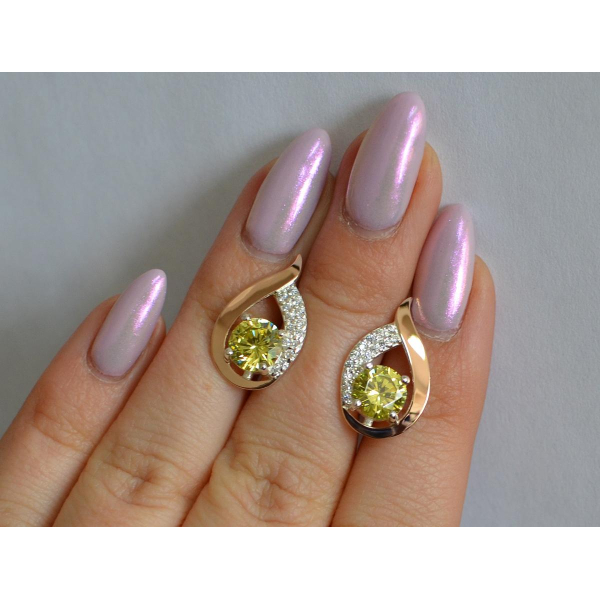 Серебряные серьги с золотыми накладками (144с)