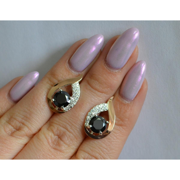 Серебряные серьги с золотыми накладками (144с)