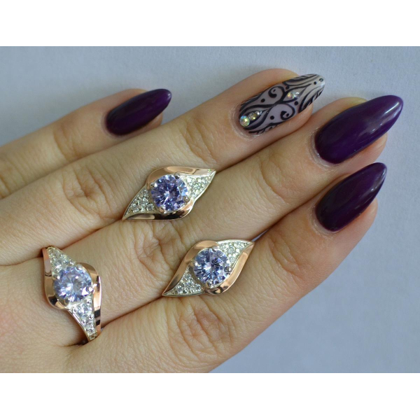 Серебряный набор с золотыми пластинами (145)