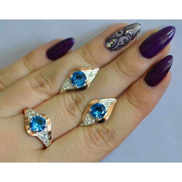 Серебряный набор с золотыми пластинами (145)