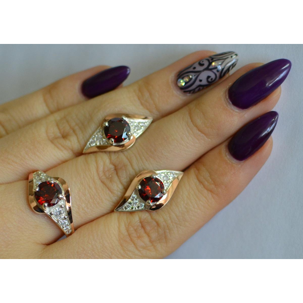 Серебряный набор с золотыми пластинами (145)