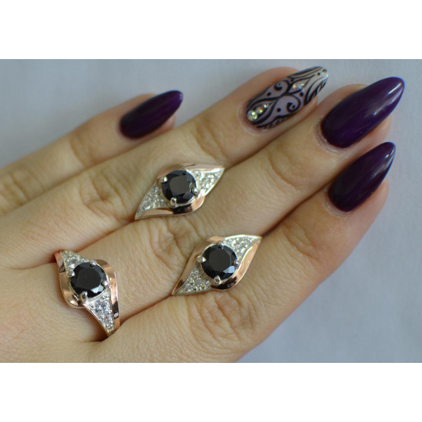 Серебряный набор с золотыми пластинами (145)