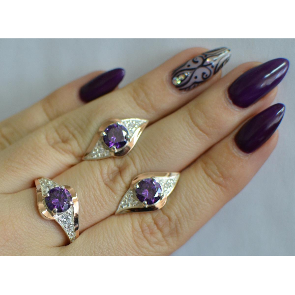 Серебряный набор с золотыми пластинами (145)