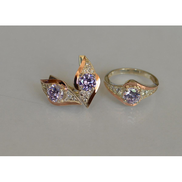 Серебряный набор с золотыми пластинами (145)