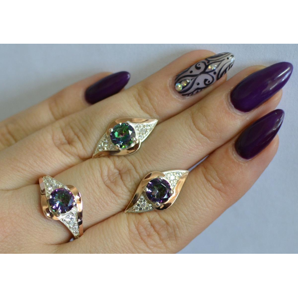 Серебряный набор с золотыми пластинами (145)