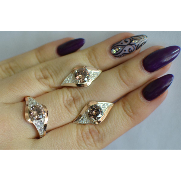 Серебряный набор с золотыми пластинами (145)