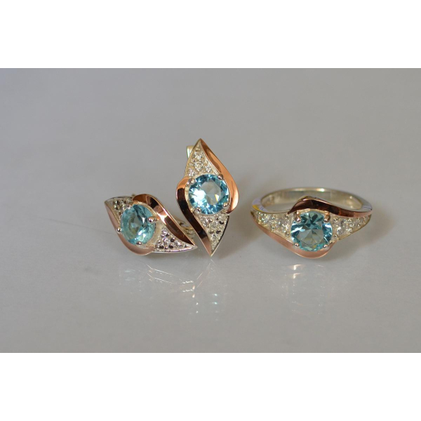 Серебряный набор с золотыми пластинами (145)