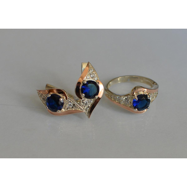 Серебряный набор с золотыми пластинами (145)